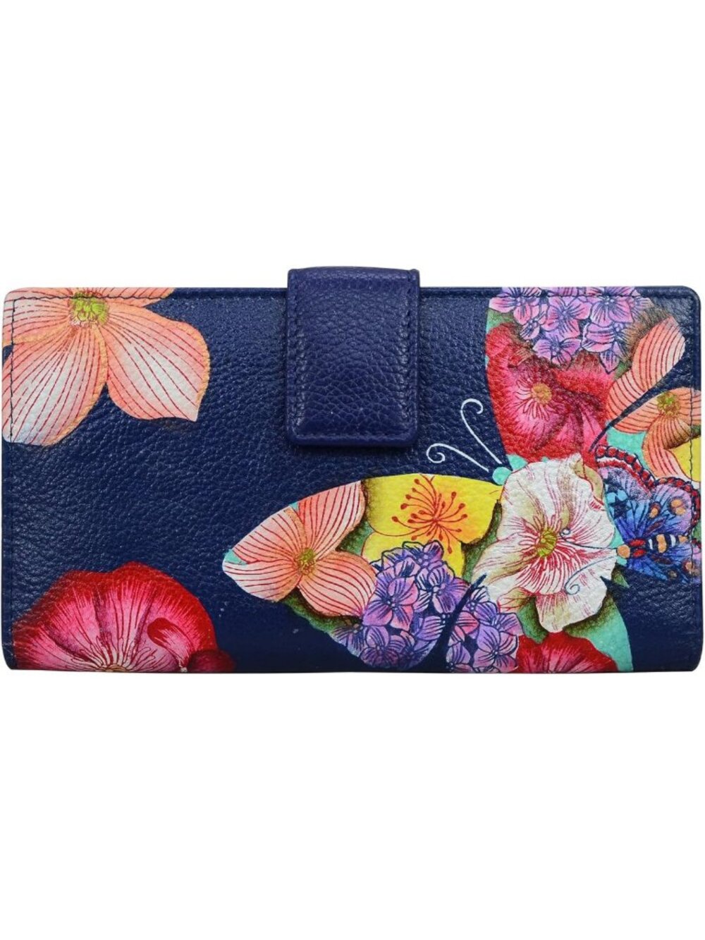 Hand-Painted Genuine Leather Two-Fold Organizer Wallet for Women - Stylish